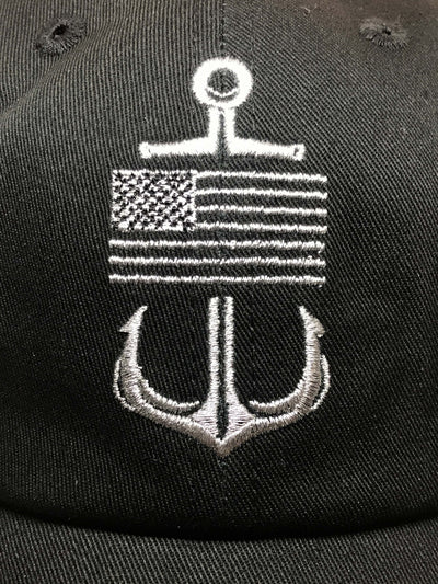 Flag Anchor Dad Hat - Reflective Threads (Black)